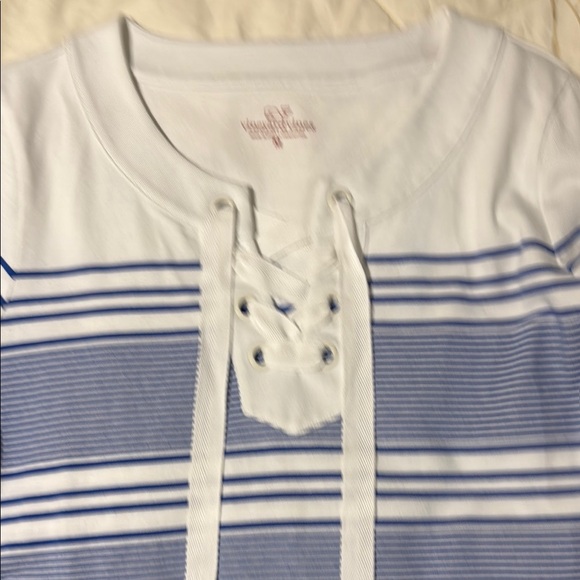 Vineyard Vine Long Sleeve Blue and White Striped Lace-Up Dress - Picture 4 of 7